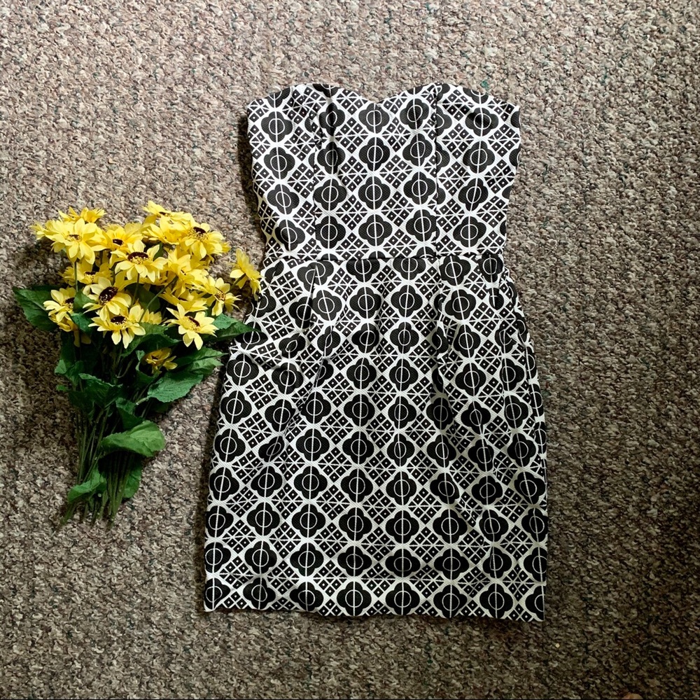 Mystic Black and White Strapless Dress